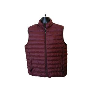 32 Degrees Heat Mens Puffy Vest Large Burgundy ZipUp Lightweight Packable Jacket